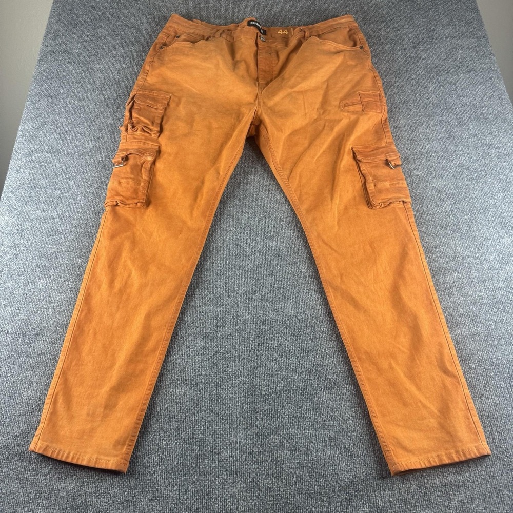Serenede Cargo Pants Mens 44x32 Orange Slim Stretch Denim Pockets Workwear